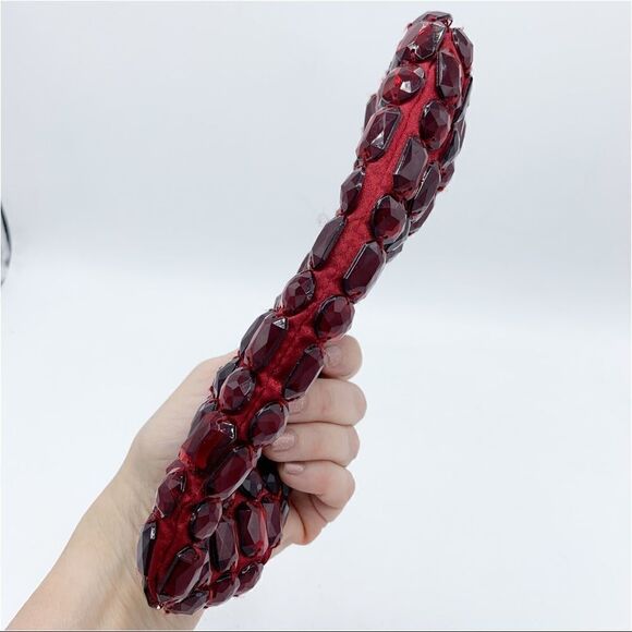 The Limited Deep Red Jeweled Clutch Wristlet Bling‎ Mini Bag - Picture 8 of 13